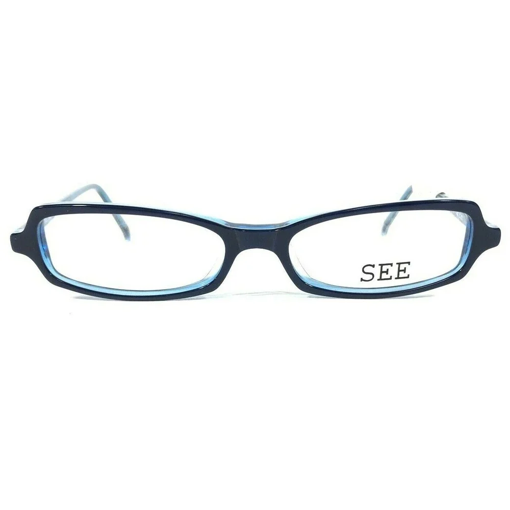 See Petite Eyeglasses Frames 5117 C.K2 Clear Blue Cat Eye Rectangular 49-15-140